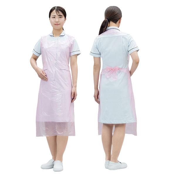 袖なしPEエプロン ピンク