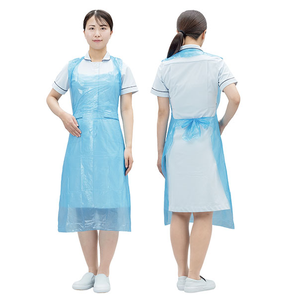 袖なしPEエプロン ブルー