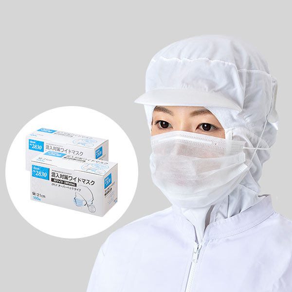 混入対策ワイドマスク ホワイト 2PLY オーバーヘッドタイプ