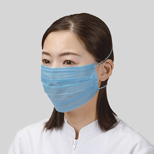 No.2832 混入対策ワイドマスク ブルー 2PLY オーバーヘッドタイプ
