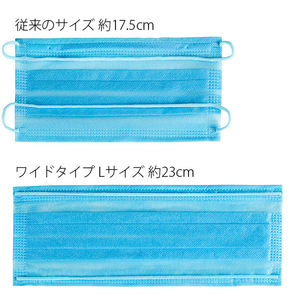 No.2832 混入対策ワイドマスク ブルー 2PLY オーバーヘッドタイプ