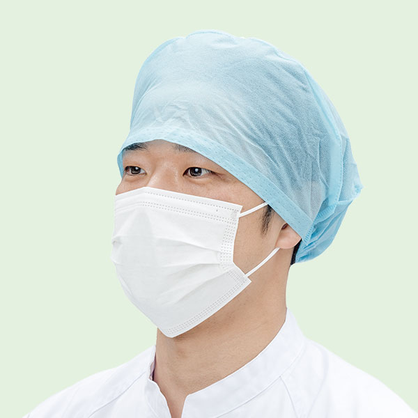 跡が残りにくい不織布製キャップ